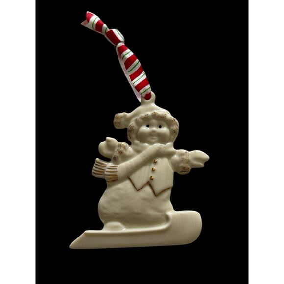 Lenox Xmas Skating Snowman Ornament Merrily Yours Personalized Blank 3.5" - Picture 1 of 4